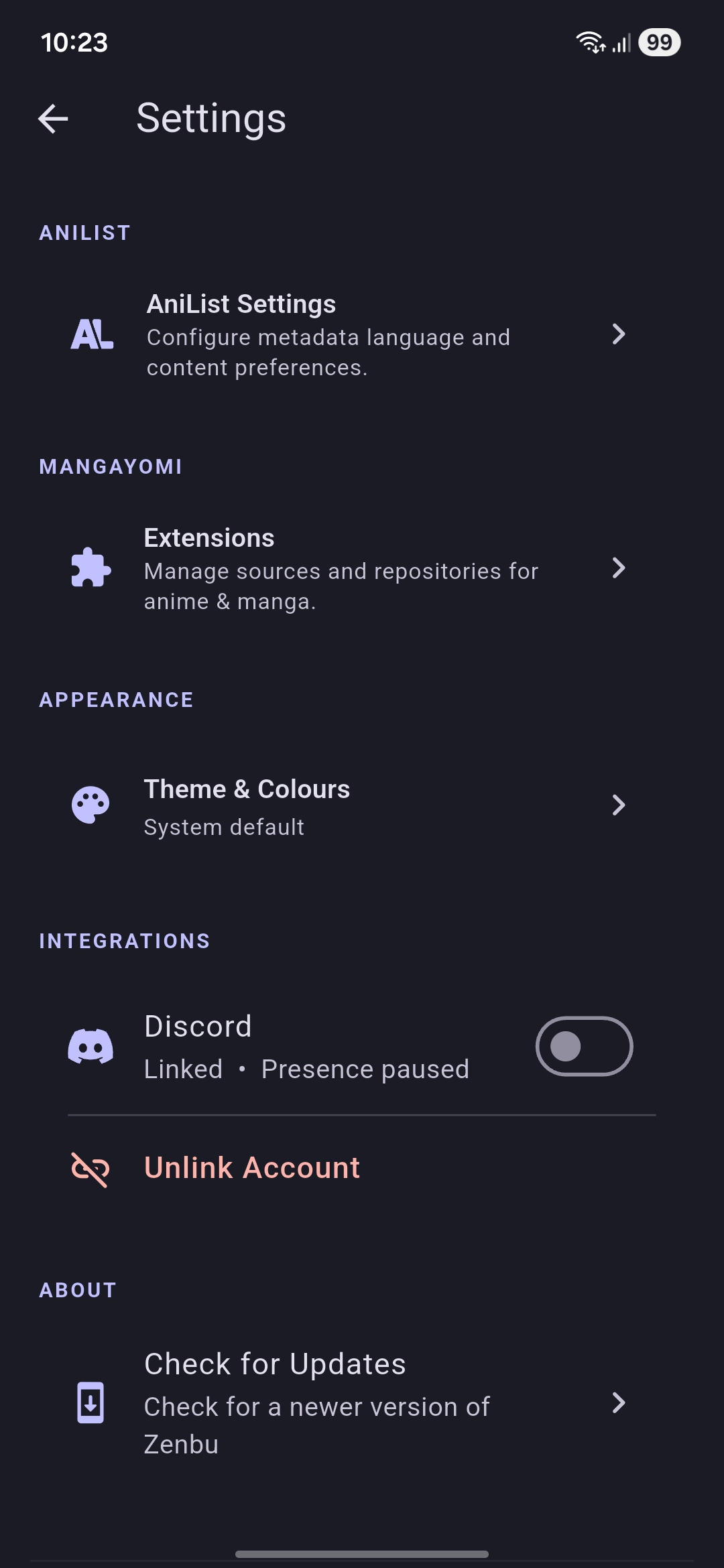 Settings Page